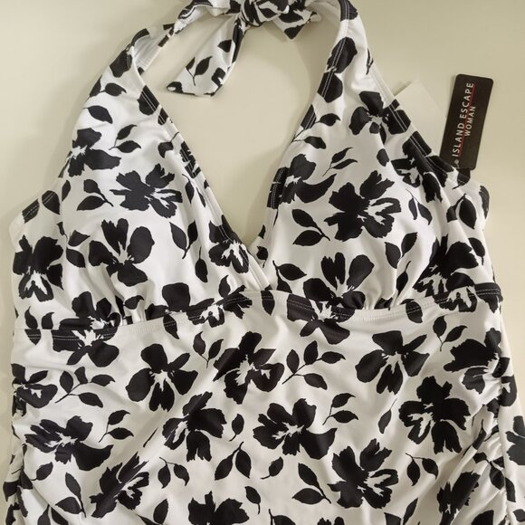Island Escape Plus Size Floral-Print Halter White 20W - Picture 2 of 9